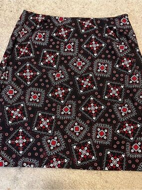 Black Bandana Print linen Skirt vintage Sonoma